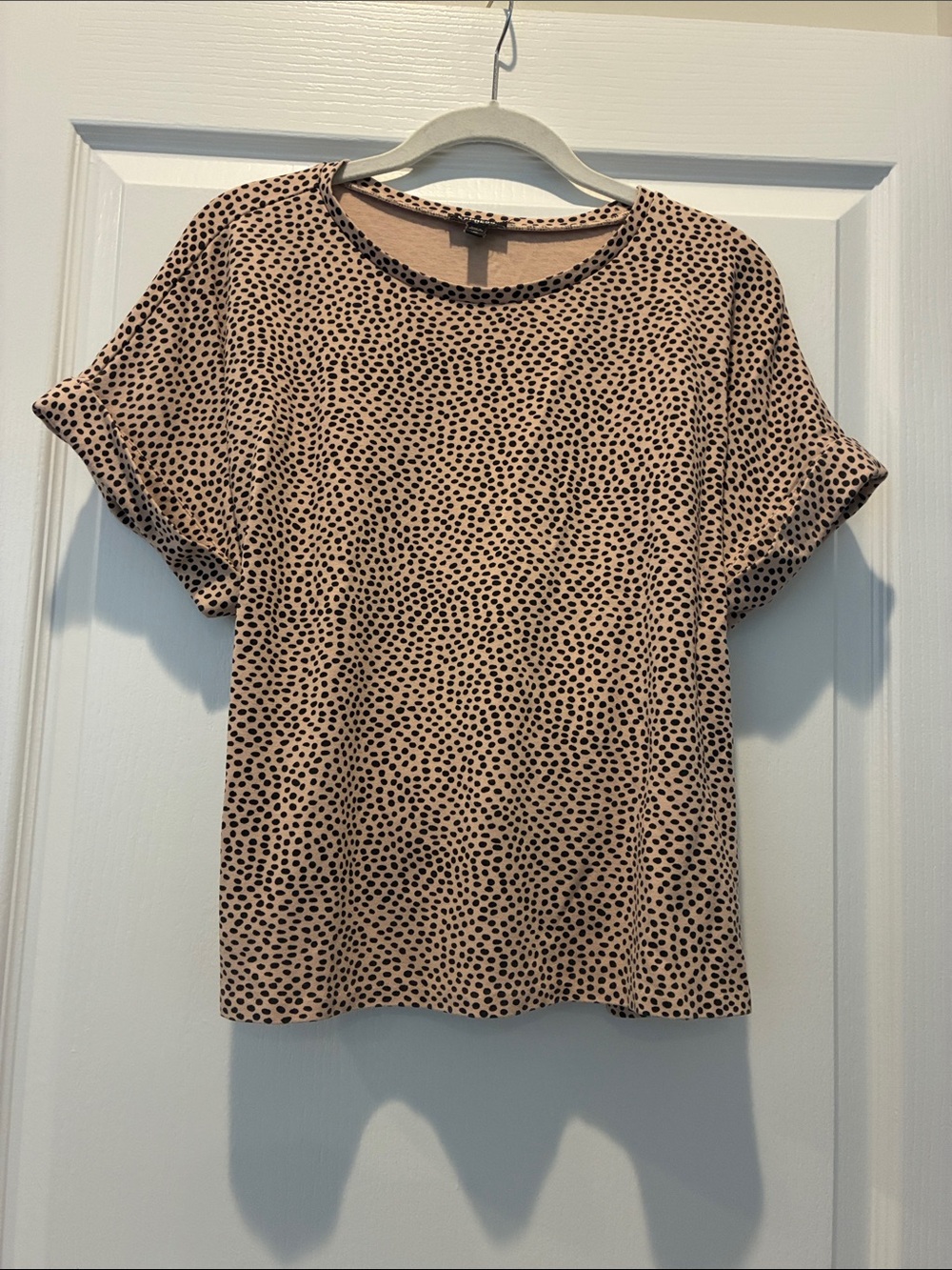 Express Pink Tee with Black Dot Print - Short Sleeve